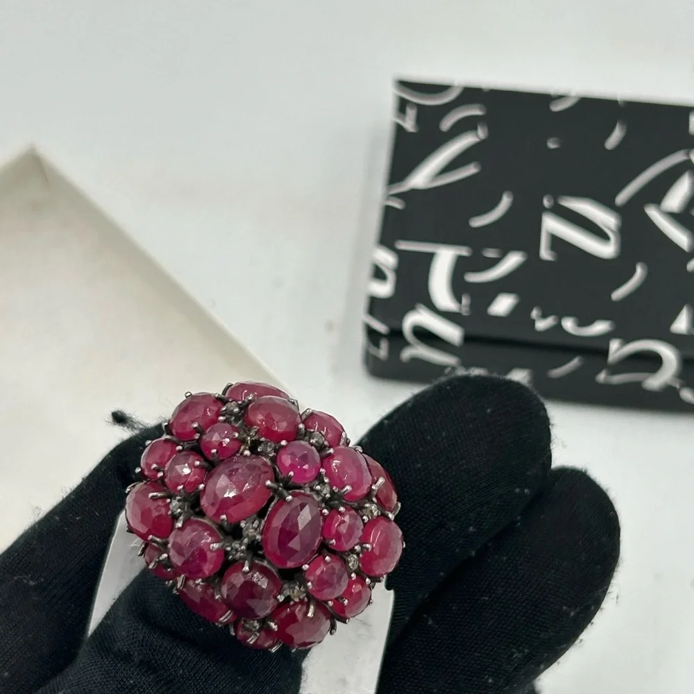 Bavna Sterling, silver and genuine Ruby, ring size 7,